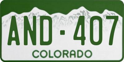 CO license plate AND407