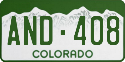 CO license plate AND408