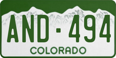CO license plate AND494