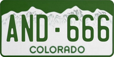 CO license plate AND666