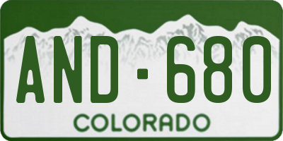 CO license plate AND680