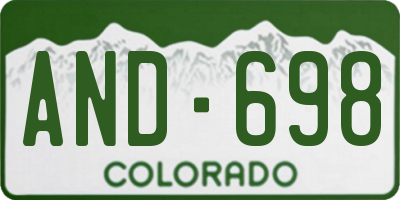 CO license plate AND698
