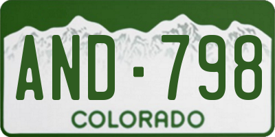 CO license plate AND798
