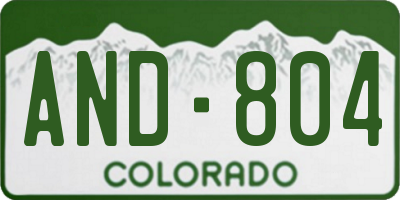 CO license plate AND804