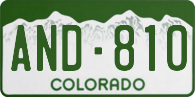 CO license plate AND810