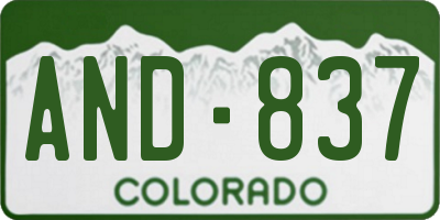 CO license plate AND837