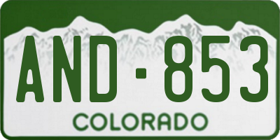 CO license plate AND853