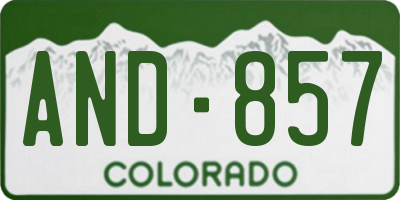 CO license plate AND857