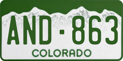 CO license plate AND863