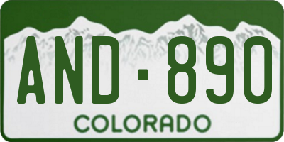 CO license plate AND890