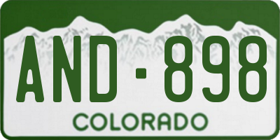 CO license plate AND898