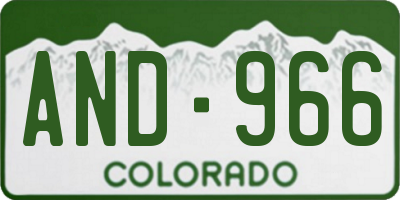 CO license plate AND966