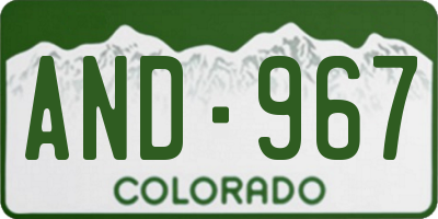 CO license plate AND967