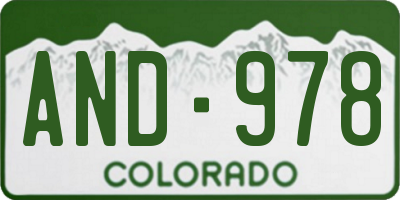CO license plate AND978