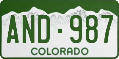 CO license plate AND987