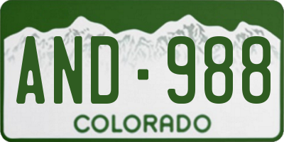 CO license plate AND988
