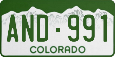 CO license plate AND991