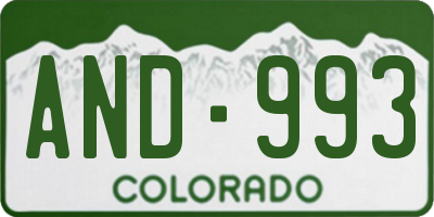 CO license plate AND993