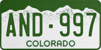 CO license plate AND997