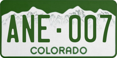 CO license plate ANE007