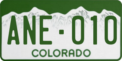 CO license plate ANE010