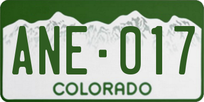 CO license plate ANE017