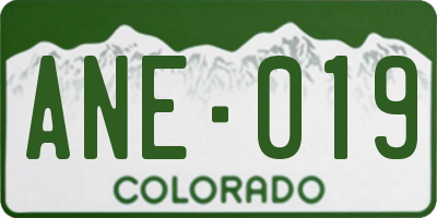 CO license plate ANE019