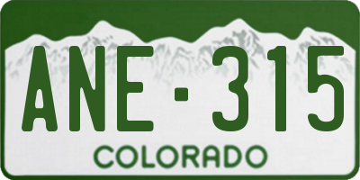 CO license plate ANE315