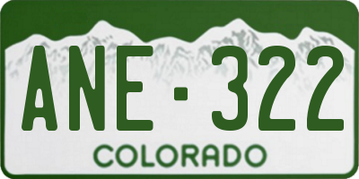 CO license plate ANE322