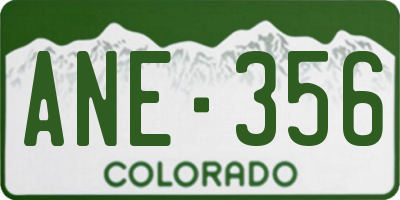 CO license plate ANE356