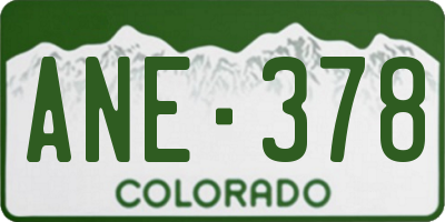 CO license plate ANE378
