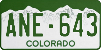 CO license plate ANE643