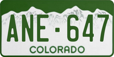 CO license plate ANE647
