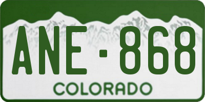 CO license plate ANE868
