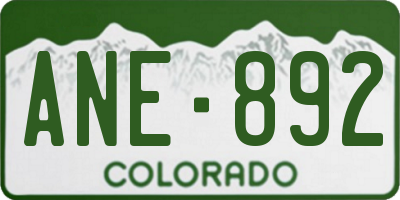CO license plate ANE892