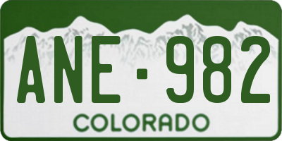 CO license plate ANE982