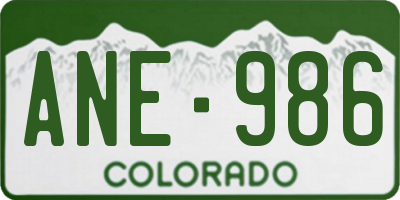 CO license plate ANE986