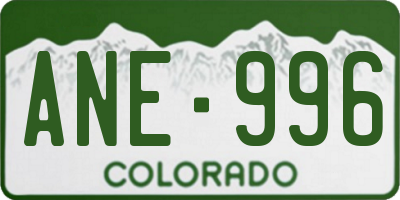 CO license plate ANE996