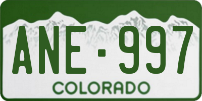 CO license plate ANE997