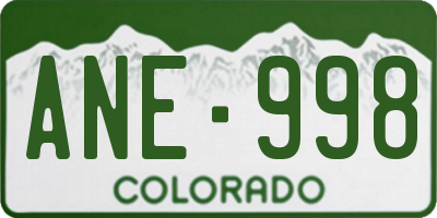CO license plate ANE998