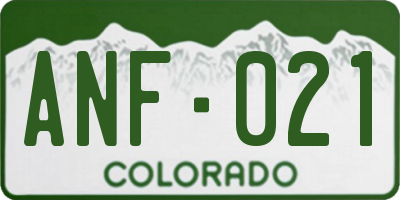CO license plate ANF021