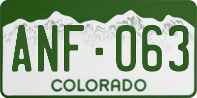 CO license plate ANF063