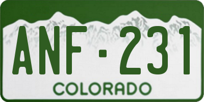 CO license plate ANF231