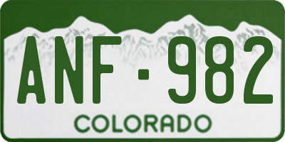 CO license plate ANF982