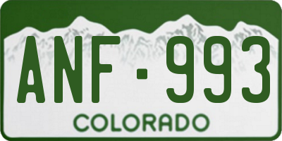 CO license plate ANF993