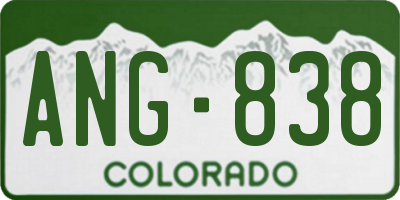CO license plate ANG838