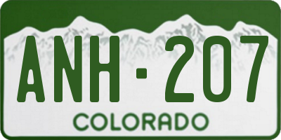 CO license plate ANH207