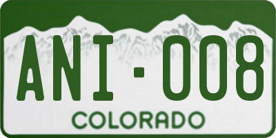 CO license plate ANI008