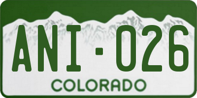 CO license plate ANI026