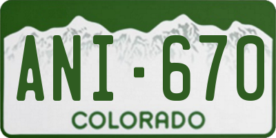 CO license plate ANI670